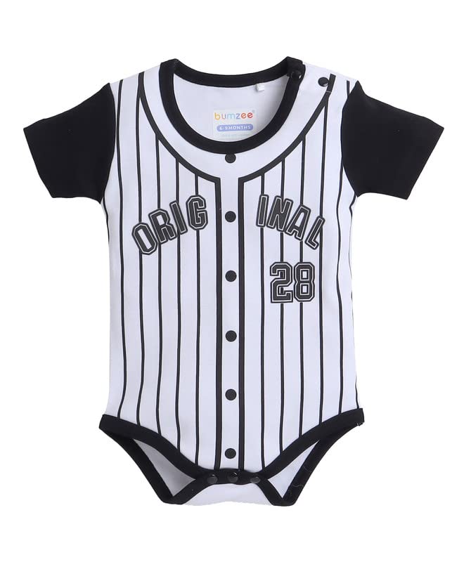 Bumzee White Boys Half Sleeves Bodysuit Age - 3-6 Months