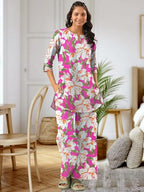 Tee Projekt Cotton Ethnic Wear Co Ord Set For Women | Festive Co Ord Set For Women Pink