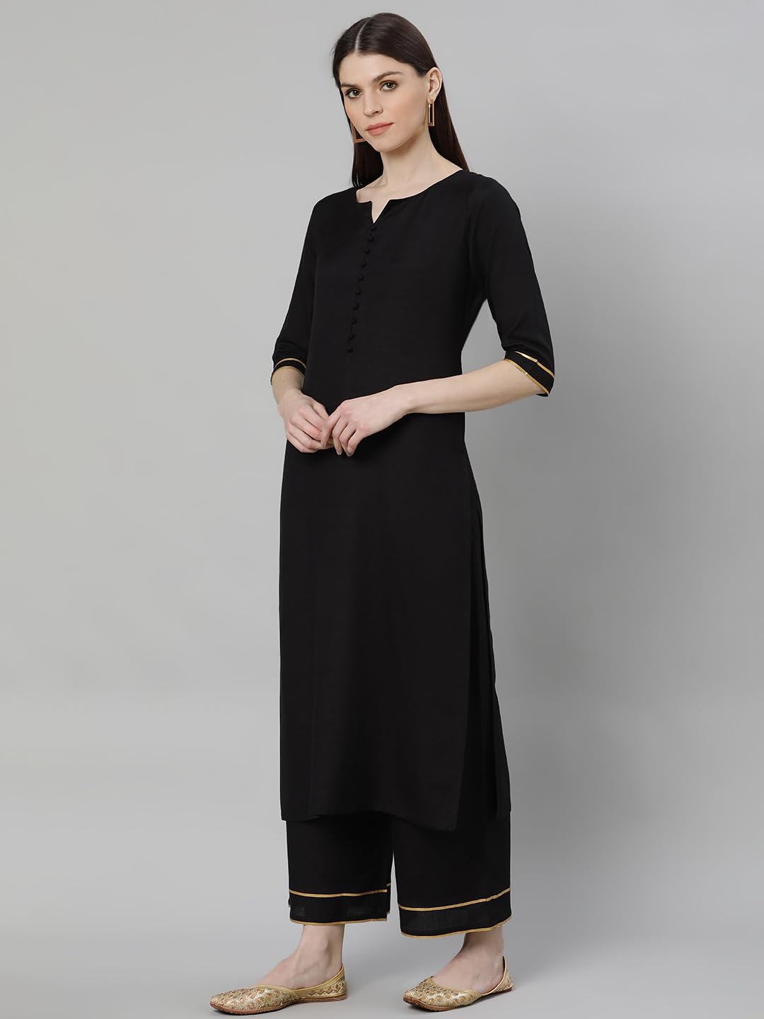 Libas WomenS Cotton Kurta Sets (6925_Black