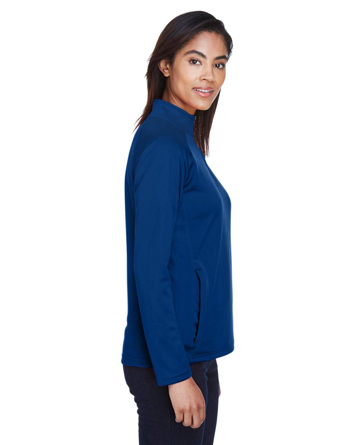Ladies Stretch Tech-Shell compass Quarter-Zip - DK gREY HEATHER - S(D0102H7Y5Q2)