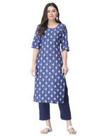 Pinkmint Kurta Set for Women Cotton Printed Straight Kurta with Pant (Pack of 1)
