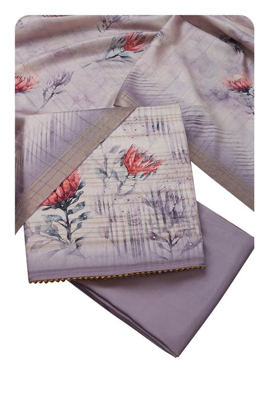 Soch Women Silk Blend Floral Print Unstitch Dress Material with Sequins