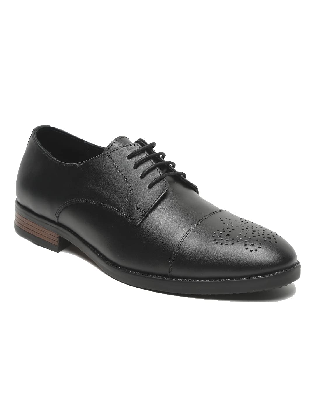Teakwood Genuine Leather Textured Lace Derby Formal Shoes for Men(Black2, 41) 7