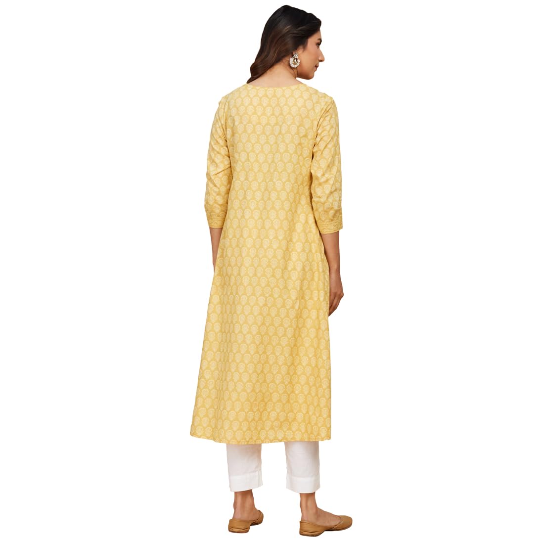 Fabindia Women'S Cotton Regular Kurta (10732399_Yellow