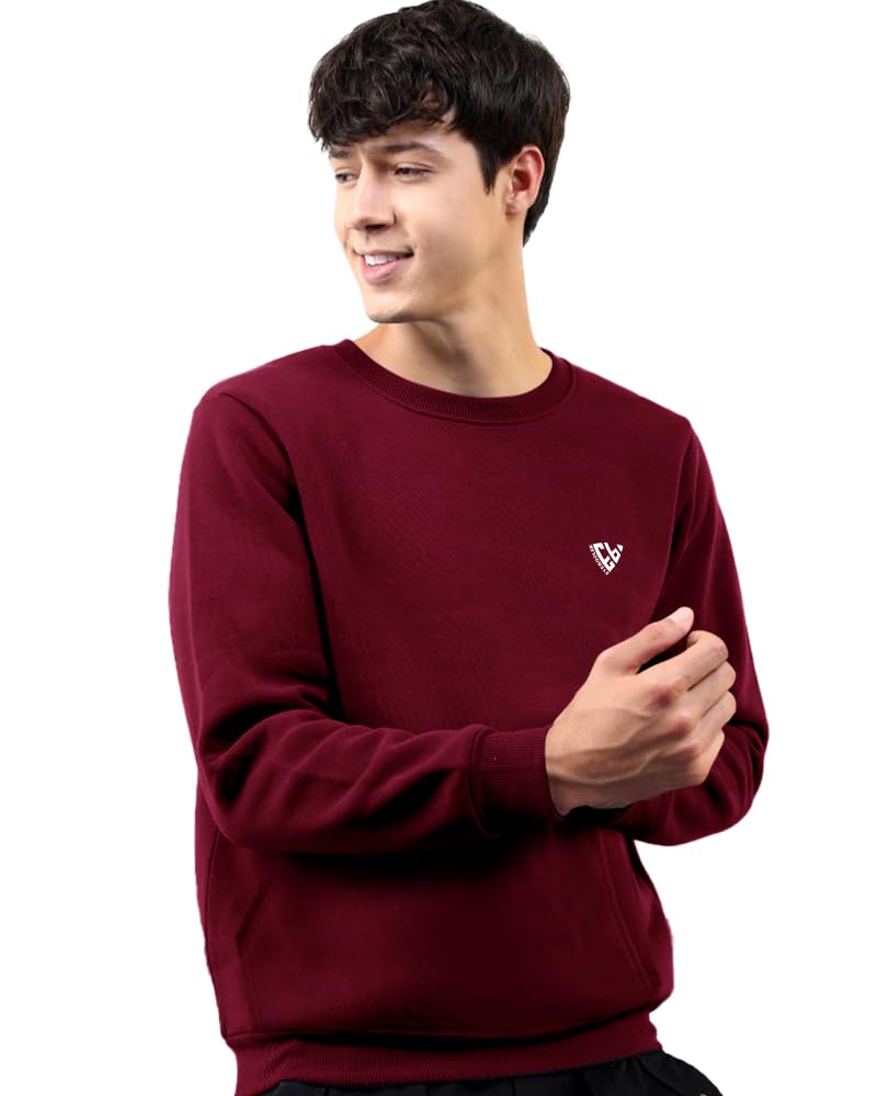 Noble Monk MenS Regular Fit Sweatshirts | Round Neck | Long Sleeve Sweatshirts For Men Rio Red