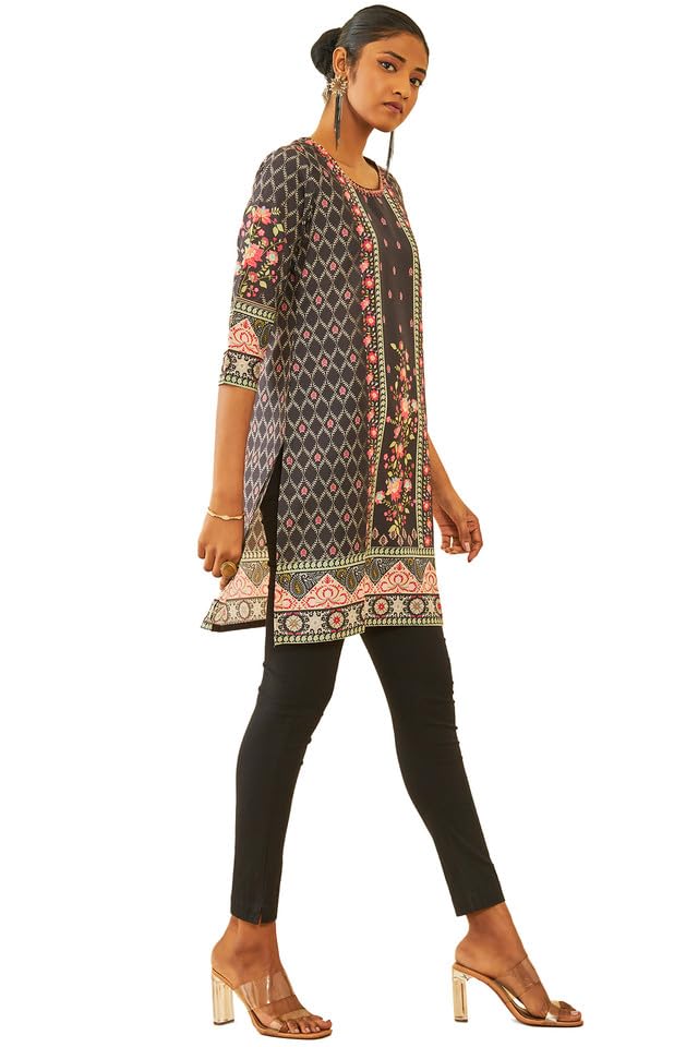 Soch Women Muslin Blend Floral Printed Kurta with Embellishment