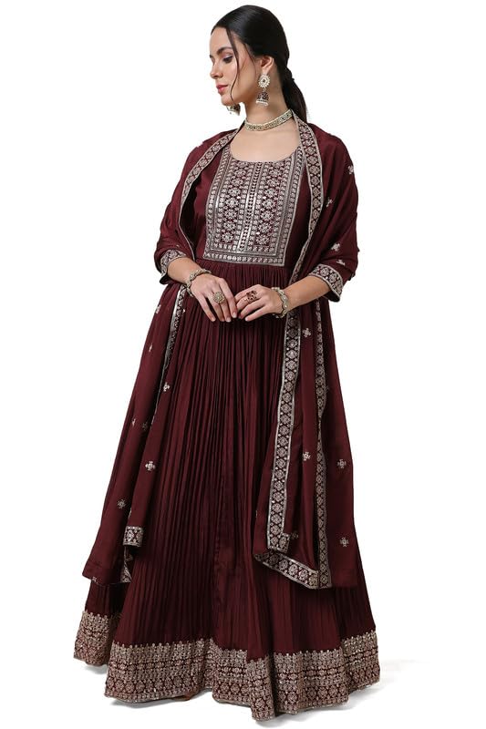 Soch Women Embroidered Chinon Blend Gown with Sequins