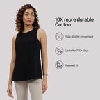Last Tee Sleeveless Long Slit Top | Stays New for 750+ Days | Breathable | Long Slits | high Neck | Sleeveless Design