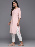 Libas Womens Cotton Woven Design Straight Kurta (26669_Peach