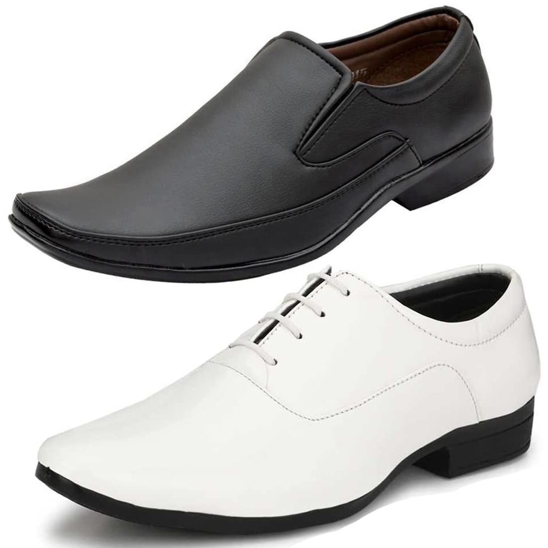 Fashionable Formal Shoes/Party Shoes/ 2 Shoes Combo with Free Belt for Men and Boys (BAZAAR8283_VTR006Wht2003Bdr) Multicolor 8