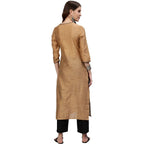 Anubhutee Women'S Tan Woven Design Cotton Straight Kurta Suit Set With Pants