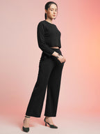 Selvia Womens Co-ords Set|Lycra Crop Top & Trouser Set|Casual Co-ords Set for Women|Two Piece Co-ord Set|Crop Top & Bottom Set(