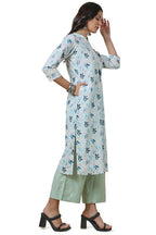 Soch Womens Off White Straight Linen Blend Printed Kurta With Tassels