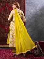 ANNI DESIGNER Womens Cotton Blend Straight Printed Kurta with Pant & Dupatta (KURU Yellow_L_Yellow_Large)