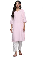 Libas Women'S Cotton Woven Design Straight Kurta (26671_Pink