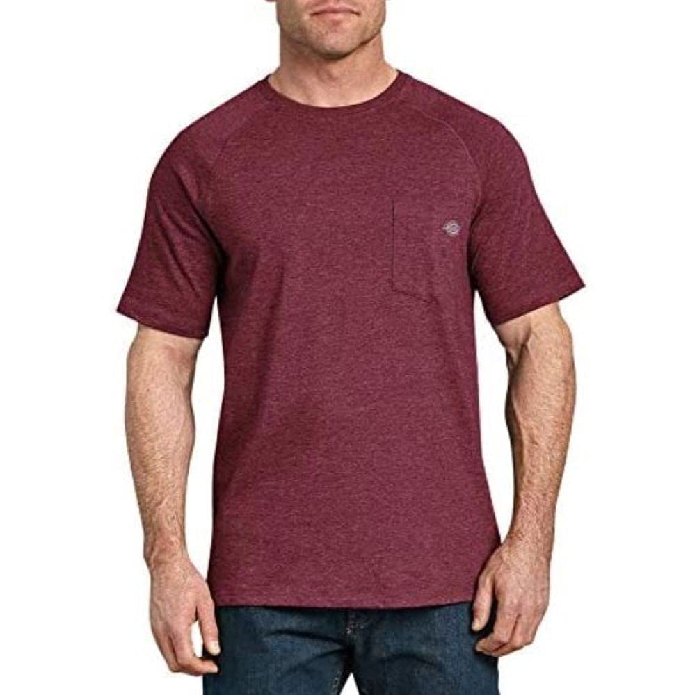 Dickies Men's Big and Tall Short Sleeve Performance Cooling Tee, Burgundy Heather v1, 3X