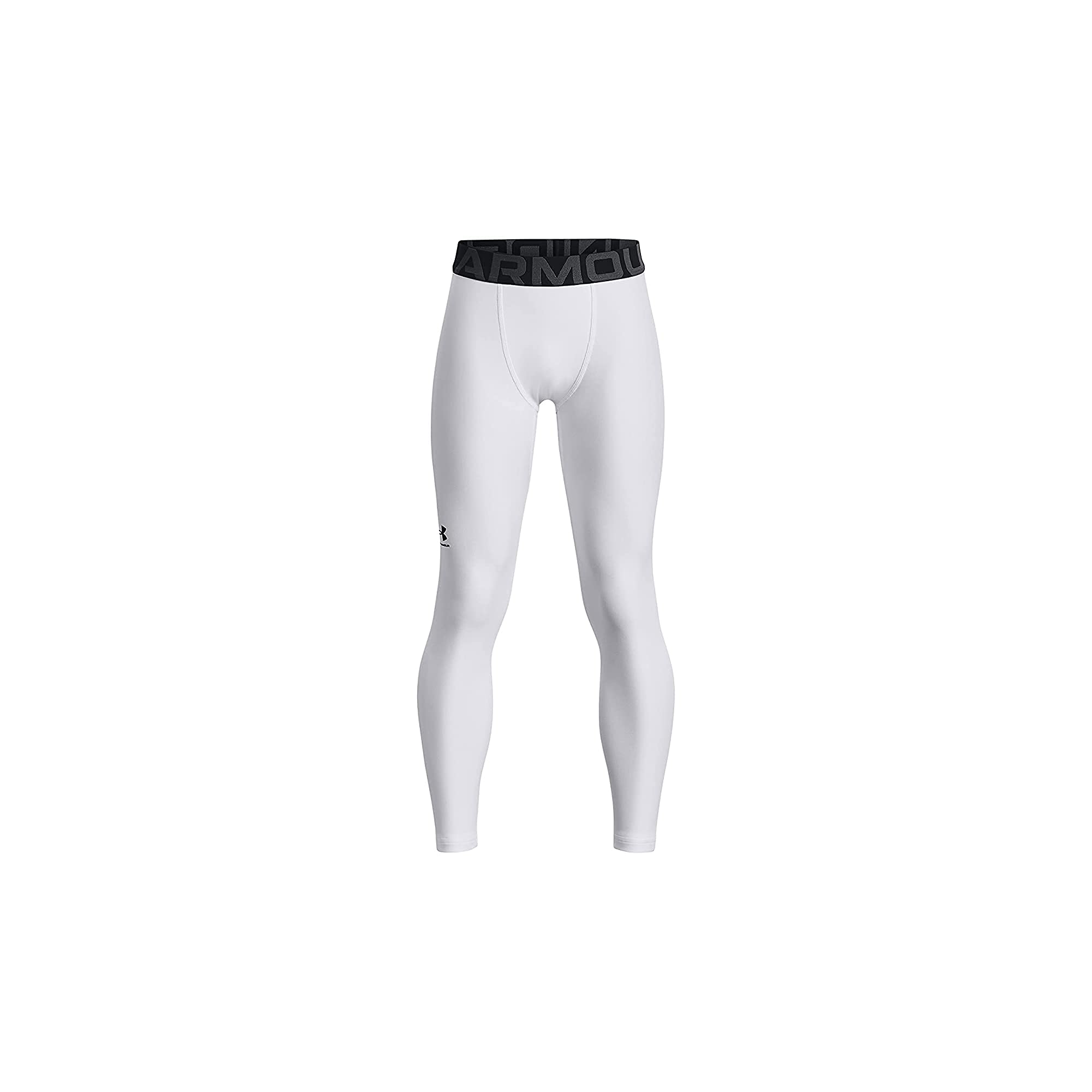 Under Armour Boys HeatGear Armour Leggings , White (100)/Black , Large