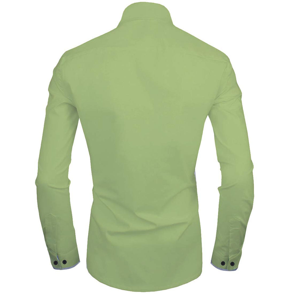 Zombom MenS Solid Cotton Blend Regular Fit Full Sleeve Collared Neck Casual Shirt For Men Light Green