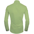 Zombom MenS Classic Cotton Blend Regular Fit Full Sleeve Spread Collar Casual Shirt For Men Light Green
