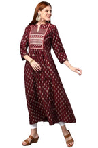 Anni Designer Women'S Cotton Blend Traditional Printed Anarkali Kurta (Relian Multi-Maroon_S_Maroon_Small)