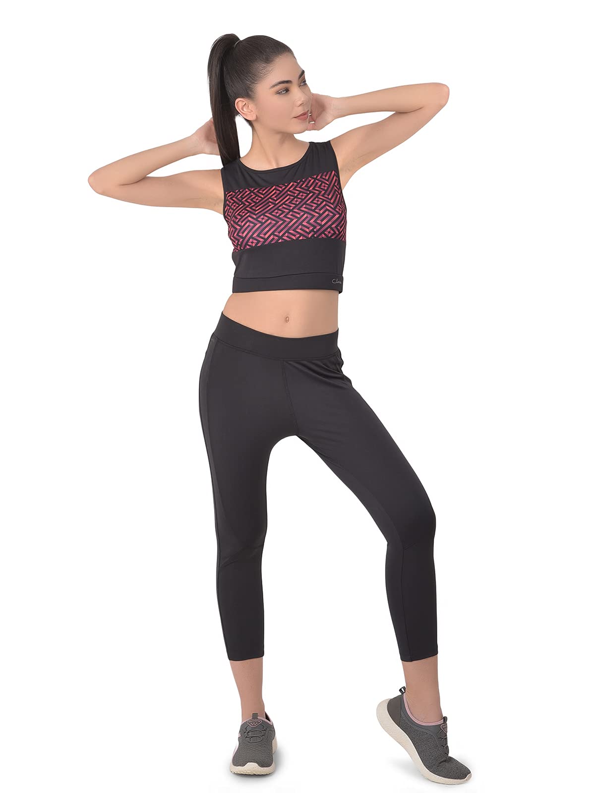 Clovia Womens Cotton Activewear Sports Crop Top (AT0152P13_Black_XL)