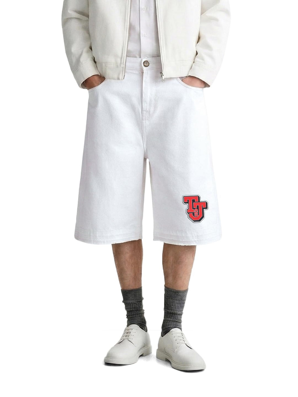 The Indian Garage Co Mens Wide Leg Mid-Rise Denim Shorts