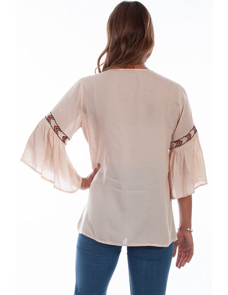 EMB. BODICE TIE FRONT BLOUSE