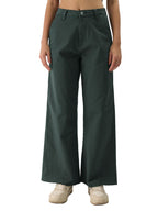 The Souled Store Solids: Amanzi Cotton Blend Wide Leg Fit Pants for Women and Girls - Comfortable and Stylish Bottoms for Everyd