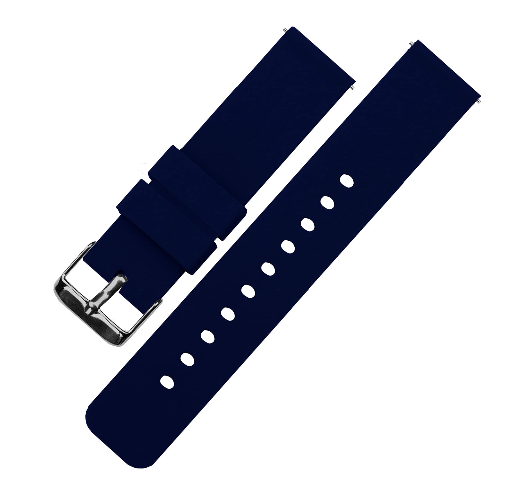 22mm Navy Blue - BARTON Watch Bands - Soft Silicone Quick Release - Gunmetal Grey Buckle