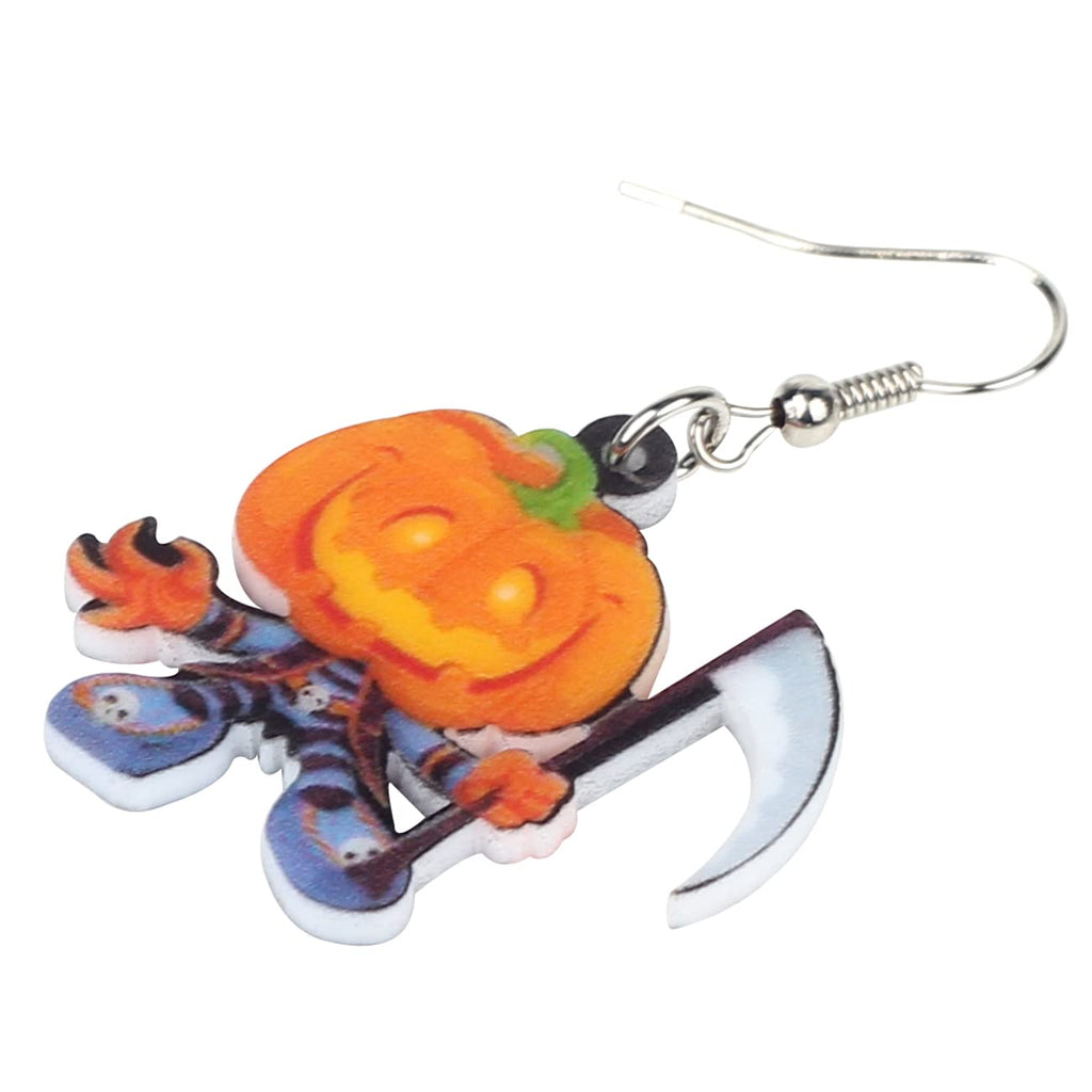 NEWEI Cute Acrylic Halloween Witch Pumpkin Earrings Big Long Dangle Drop For Women Festival Jewelry Gifts Charm