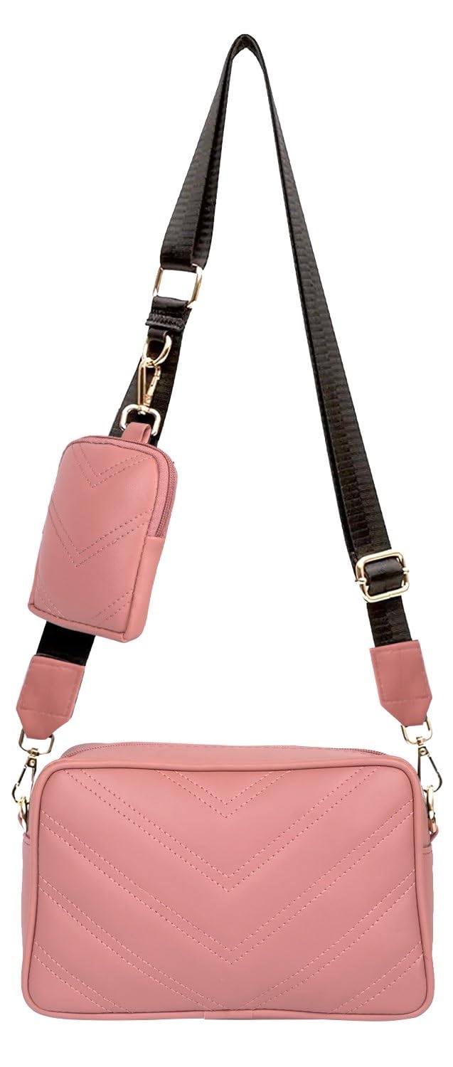 ADISA Womens Girls Cross Body Sling Bag with Pouch (D. Pink)