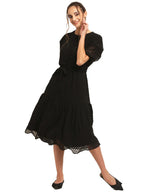 Rare London Women Synthetic A-Line Knee-Long Dress (Ep31080-L_Black_L)