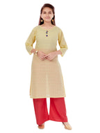 Aarika Girls Lemon Colour Cotton Embroidery Kurti (KURTI-K-181-LEMON-30)