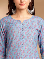Lookmark Kurta Set: Contemporary Charm Personified! Redefine Your Style With Our Printed Kurti Pant Sets! Blue