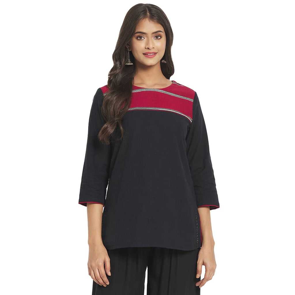 Fabindia Women Round Neck Kurta Short Cotton_S