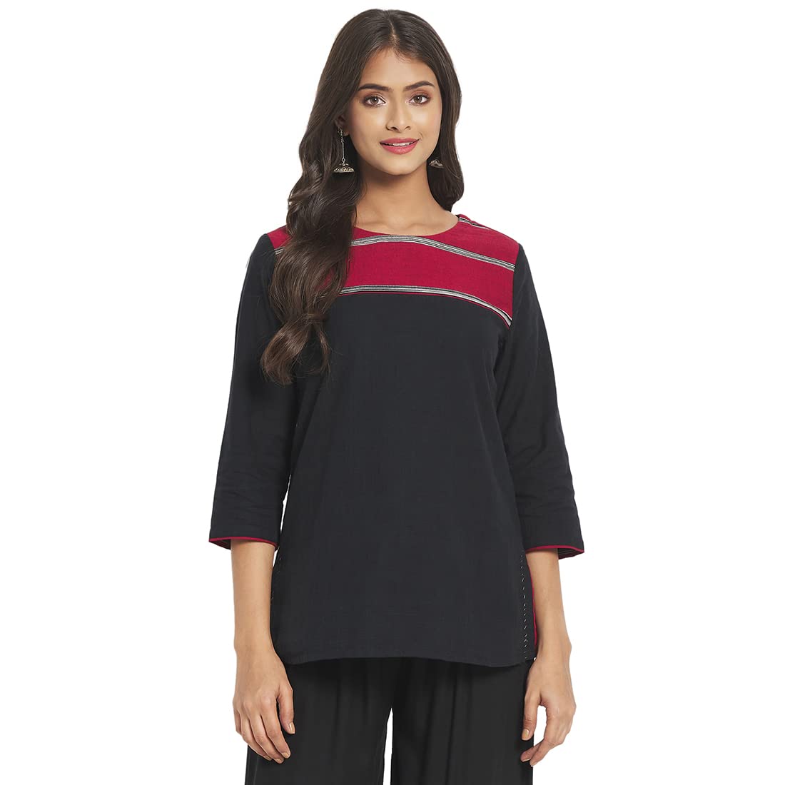 Fabindia Women Round Neck Kurta Short Cotton_S