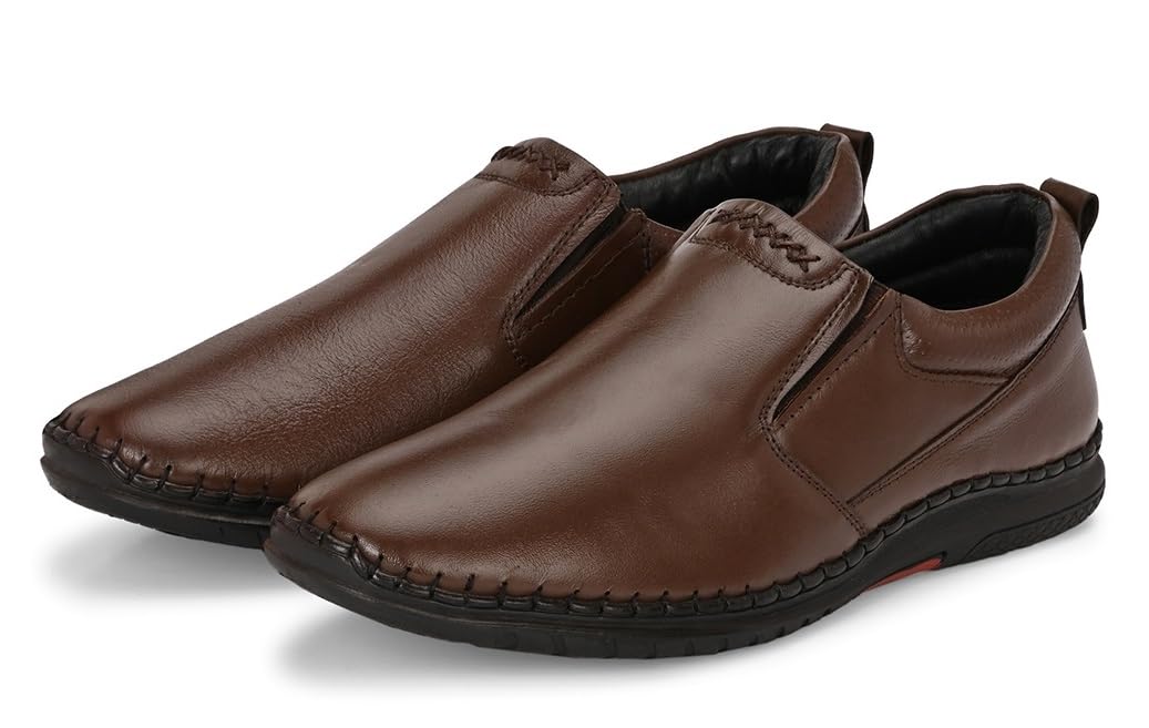 Massari Genuine Leather Slip On Moccasin Formal Shoes for Men | Stitched Sole for Extra Durability 10