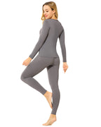ViCherub Womens Thermal Underwear Set Long Johns Base Layer Fleece Lined Cold Weather Soft Top Bottom Gray 2XL
