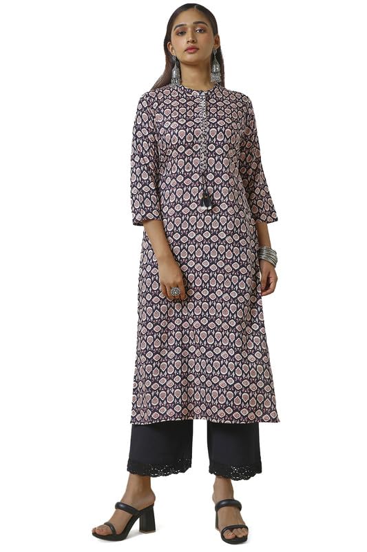 Soch Women Rayon Abstract Print Kurta with Mirror Work
