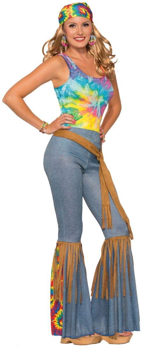 Rubies Women's Hippie Costume Bell Bottoms for Themed Parties and Halloween, As Shown, Medium/Large