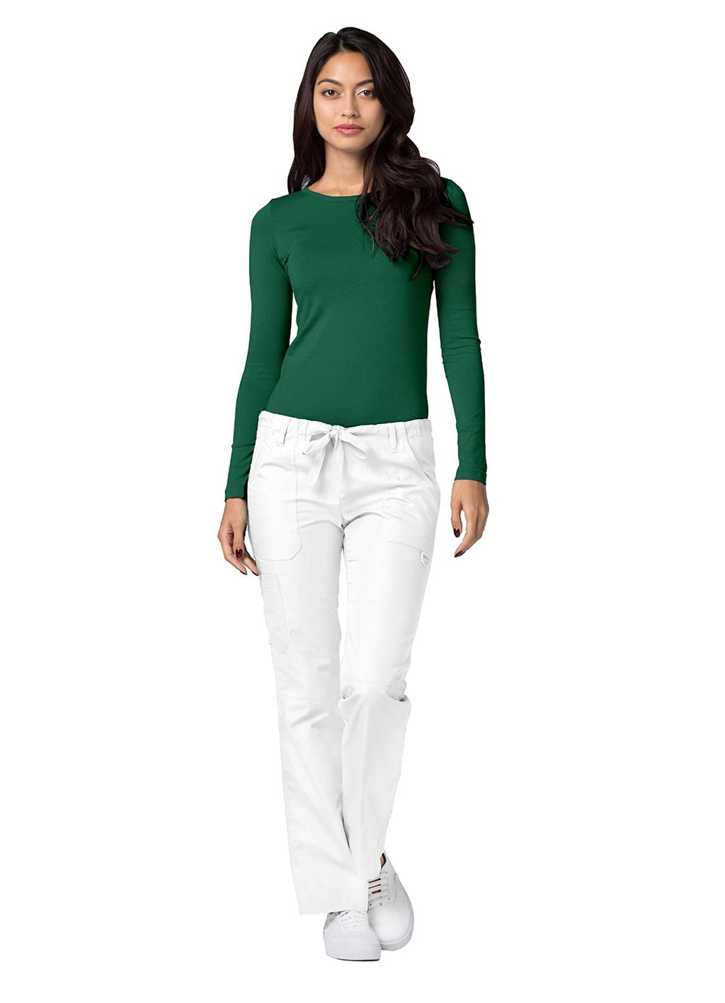 Adar Underscrubs for Women 2 Pack - Long Sleeve Underscrub Comfort Tee - 2902 - Hunter Green - XXS