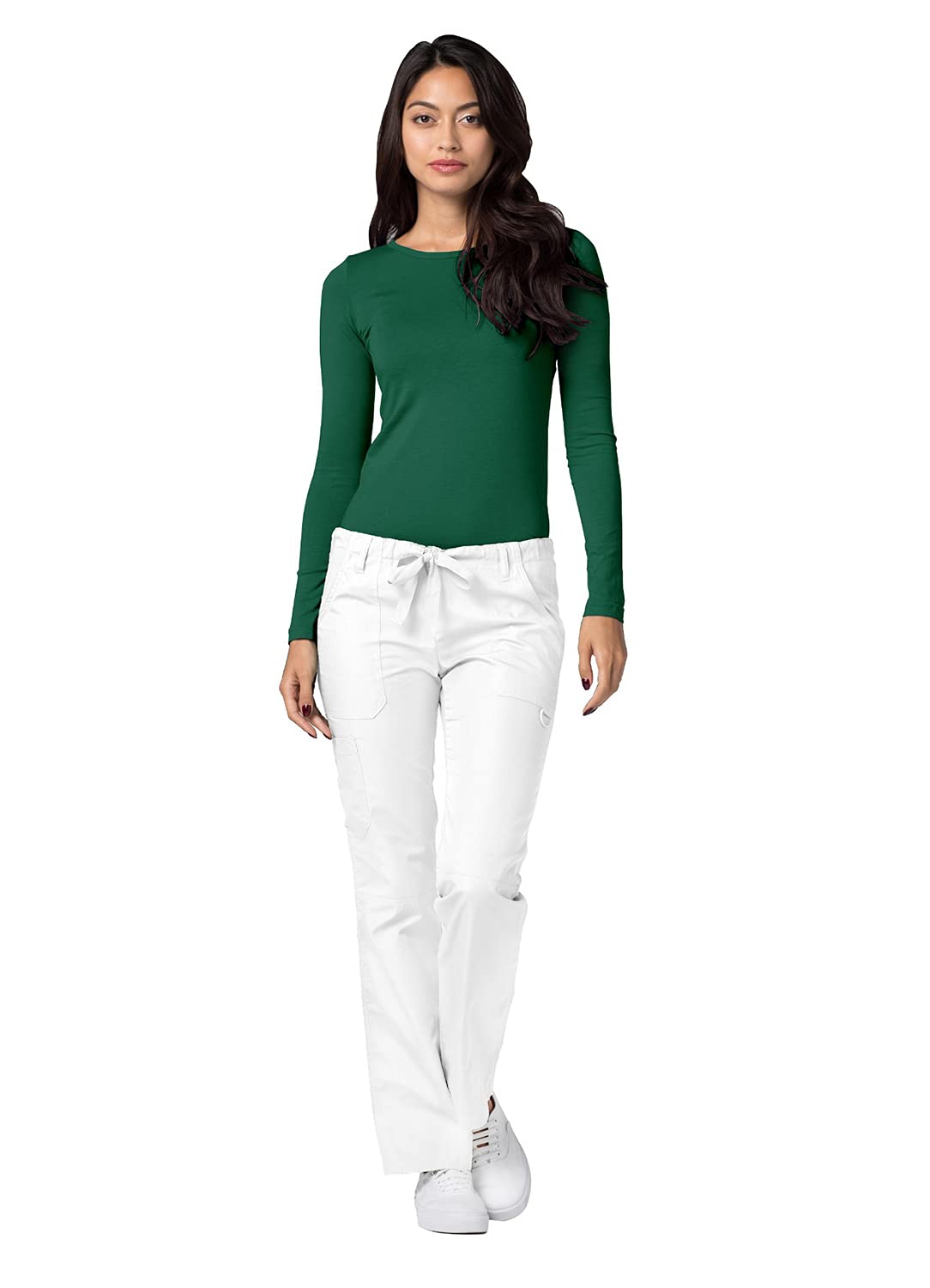 Adar Underscrubs for Women 2 Pack - Long Sleeve Underscrub Comfort Tee - 2902 - Hunter Green - XXS