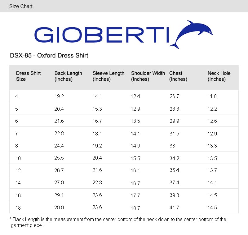 Gioberti Boy's Oxford Long Sleeve Dress Shirt, Black, Size 12