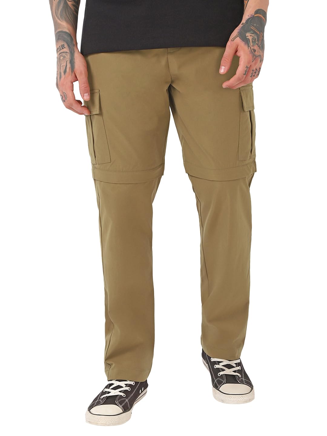 Bewakoof Men Solid Regular Fit Poly Spandex Pant_659634_Brown_30