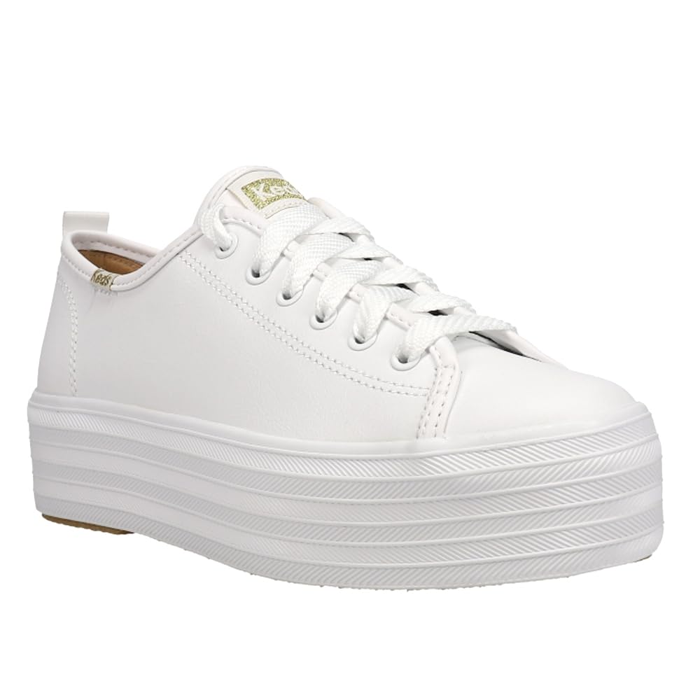 Keds Triple Up Leather, Sneaker Womens, White Leather, 8.5 Medium