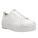 Keds Triple Up Leather, Sneaker Womens, White Leather, 8.5 Medium