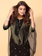 Sanisa Women'S Embroidered Straight Kurta Set With Dupatta