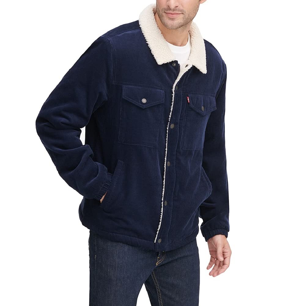 Levi's Men's Corduroy Sherpa Trucker Jacket, Navy, X-Large