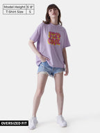 The Souled Store Official Looney Tunes: Stay Cool Womens and Girls Oversized fit Graphic Printed Half Cotton Lavender Color Wome