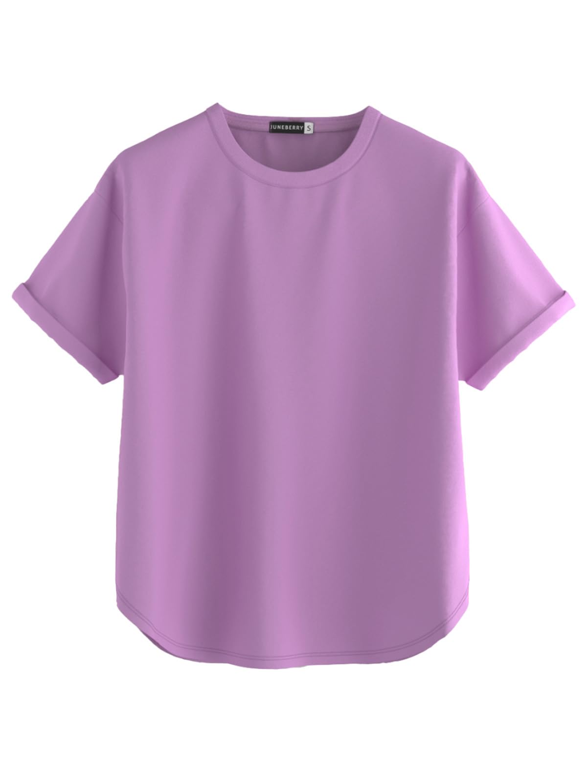 Juneberry Pure 100% Cotton Oversized Loose Baggy Fit Round Neck With Drop Shoulder Black & Swanwhite & Lilac Half Sleeves Boyfri
